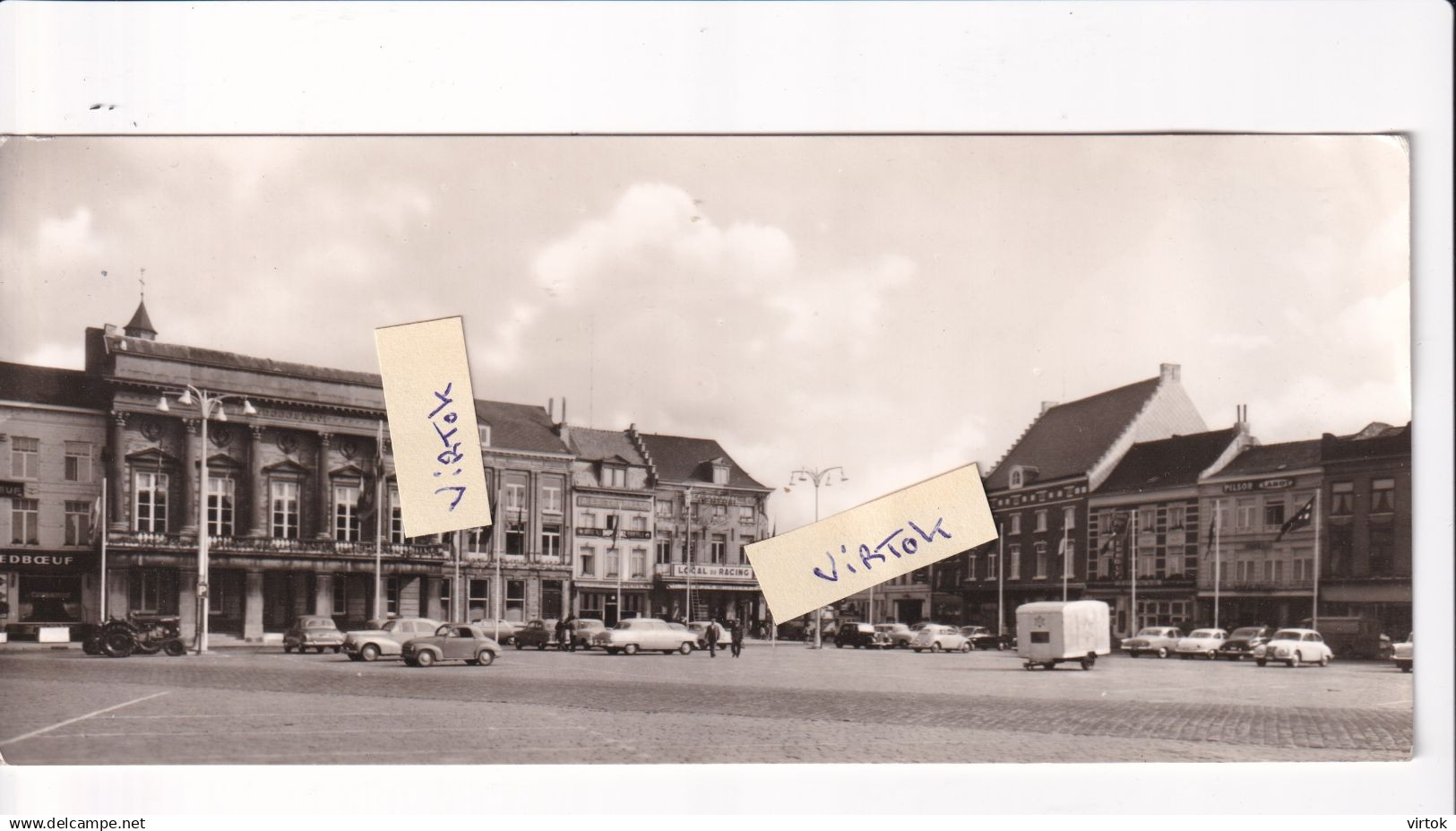 TIENEN :  stadhuis en grote markt  (  panorama kaart  21 x 9 cm )