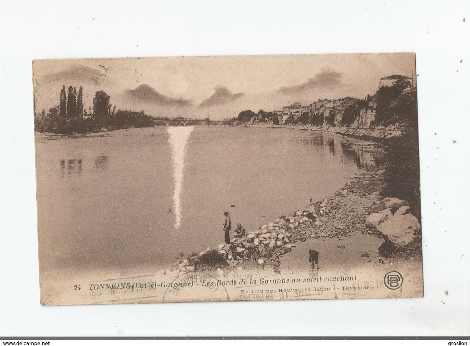 TONNEINS (LOT ET GARONNE) 24 LES BORDS DE LA GARONNE AU SOLEIL COUCHANT 1928