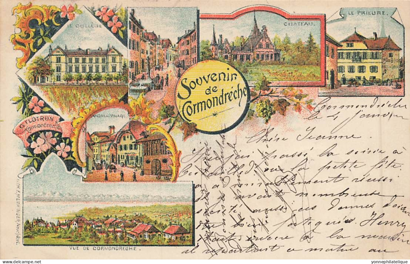 TOP - SUISSE - NE - NEUCHATEL - CORMONDRÈCHE - souvenir carte précurseur 1898 - lithographie -  (Sui-135)