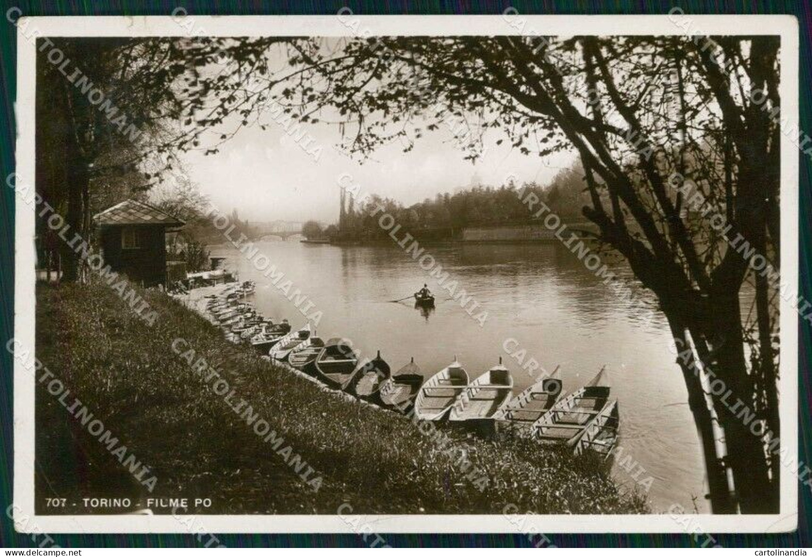 Torino Città Fiume Po Barche Foto cartolina MZ6857