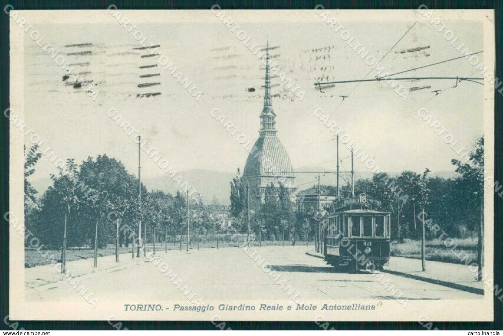 Torino Città Giardino Reale Tram Mole Antonelliana cartolina MZ8030