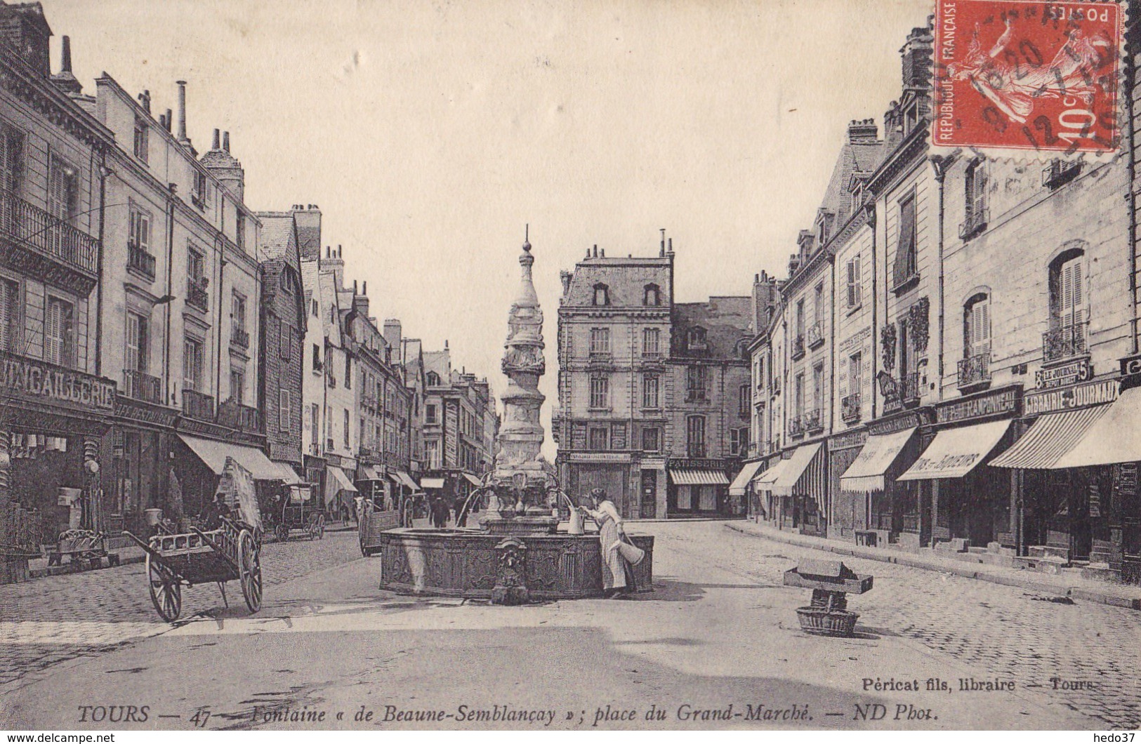 Tours - Fontaine de Beaune-Semblançay- Place du Grand-Marché