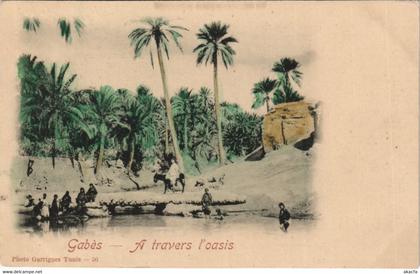 CPA AK TUNISIE GABES - A travers l'oasis (125066)