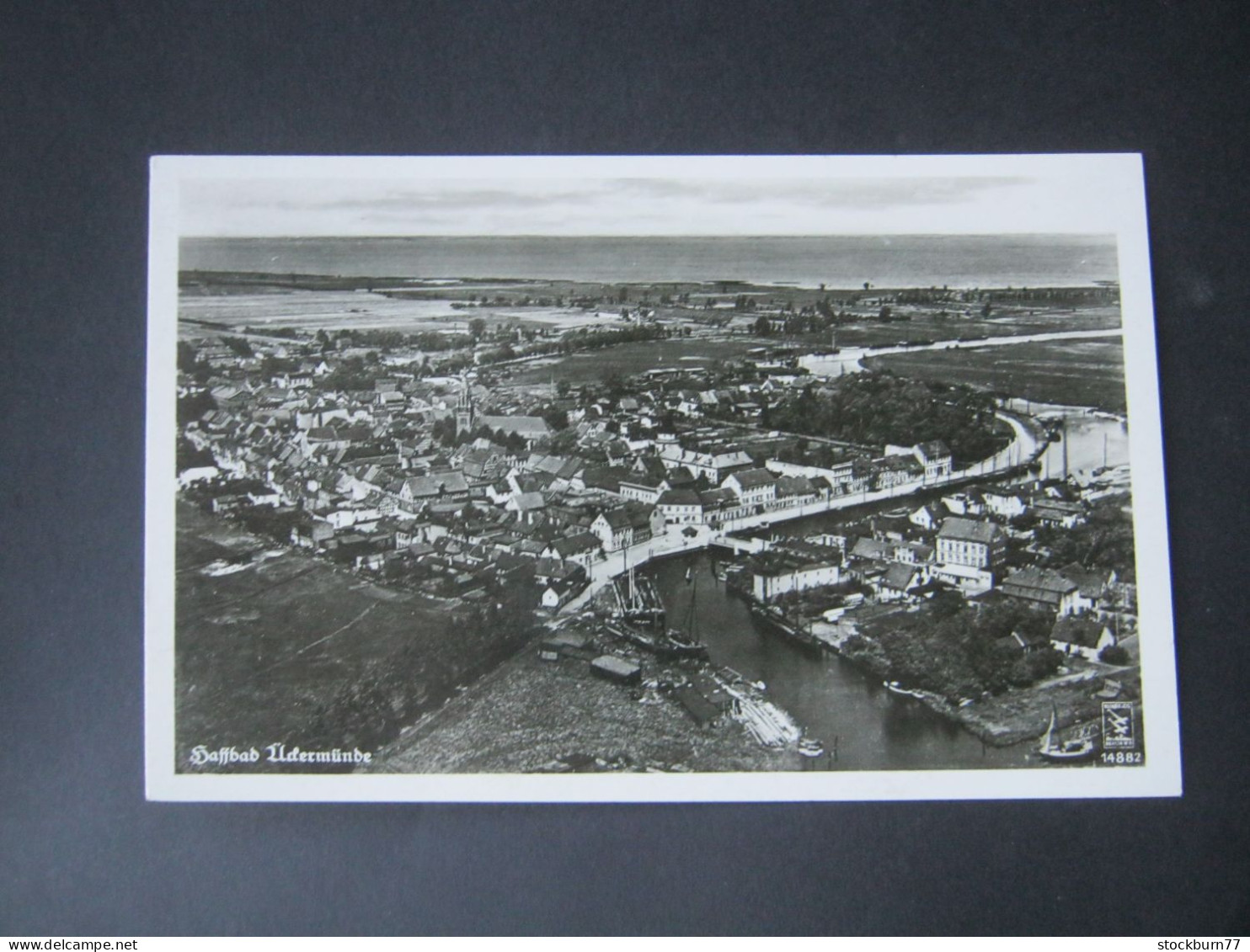 Ückermünde, Luftbild,  , Schöne Karte um 1940