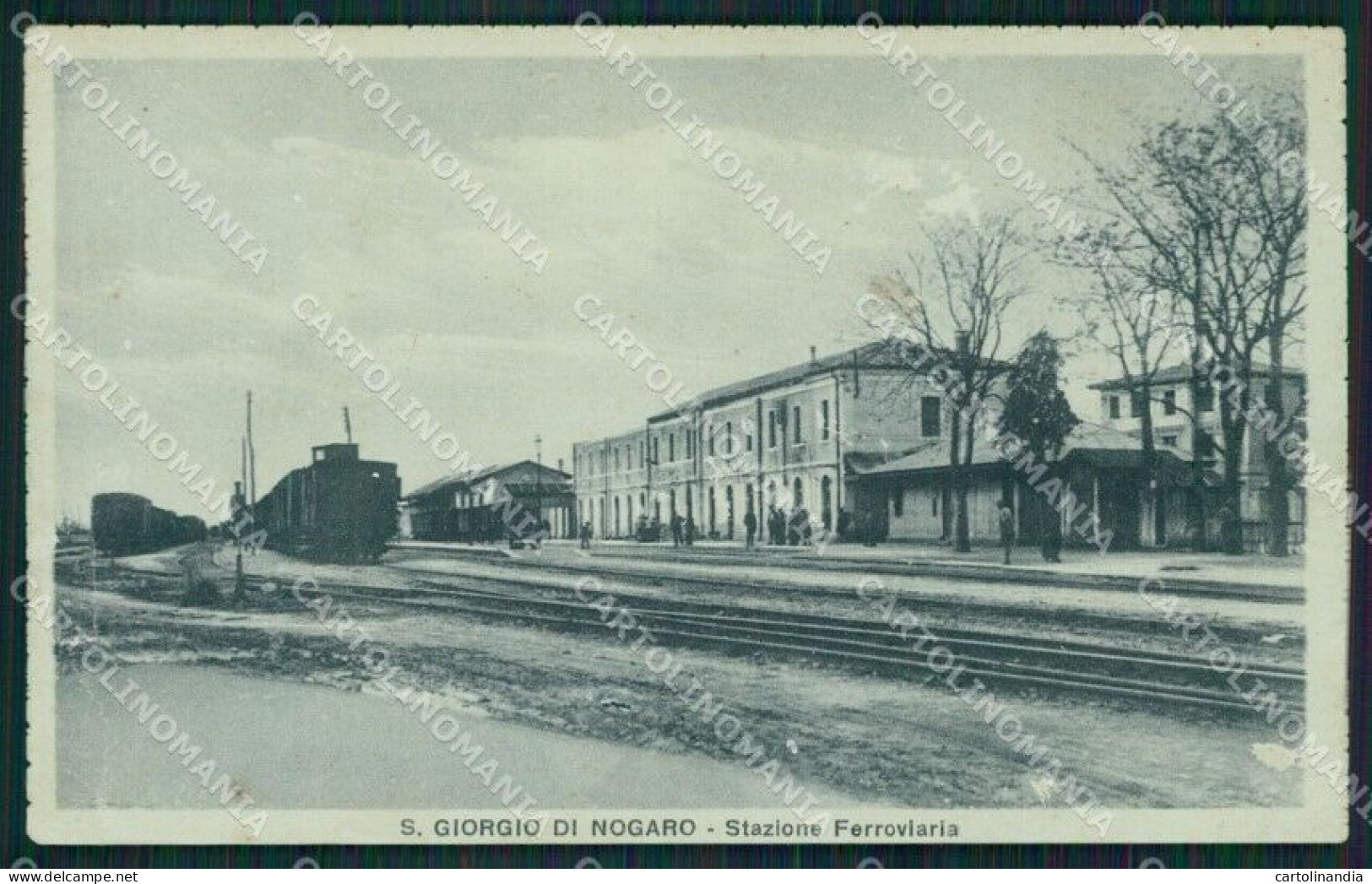 Udine San Giorgio di Nogaro Stazione Treno PIEGHINE ABRASA cartolina QZ8825