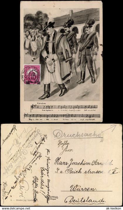 Postcard .Ungarn Trachten Typen - Ungarn Magyar Soldaten Lied 1922