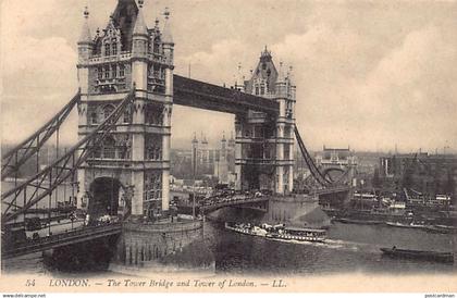 England - LONDON - The Tower Bridge and Tower of London - Publisher Levy LL. 54