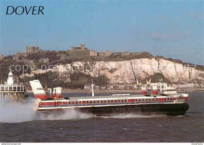 73590501 Dover Kent Hovercraft passing Dover Castle Dover Kent