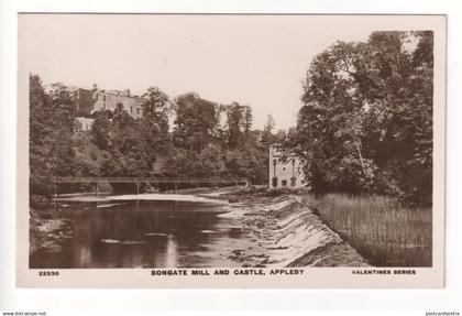 Appleby - Bongate Mill, Castle and footbridge - old Cumbria real photo postcard