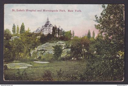 Postcard, United States, New York City NY, St. Luke's Hospital, Morningside Park