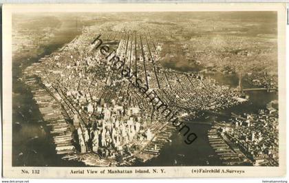 Manhattan Island - Aerial View - Foto-AK - Verlag Wm. Frange New York City