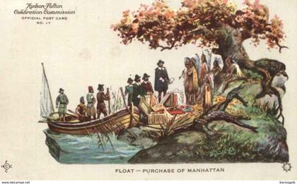 NEW YORK Manhattan " Float - Puchase of Manhattan " official card "Hudson Fulton Celebration Committee " ~1909