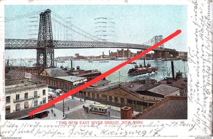 AK New York City New East River Williamsburg Bridge Ferry Terminal Tram Tramway a Manhattan NY United States USA Stamp