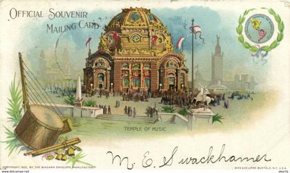 PC CPA US, NY, BUFFALO, TEMPLE OF MUSIC 1901, VINTAGE POSTCARD (b15628)