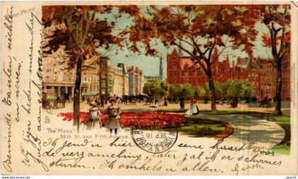 PC CPA US, NY, NEW YORK, 59TH ST AND FIFTH AVENUE, LITHO POSTCARD (b6508)