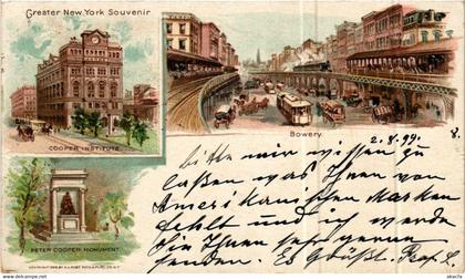 PC CPA US, NY, NEW YORK, COOPER INSTITUTE, BOWERY, LITHO POSTCARD (b6480)