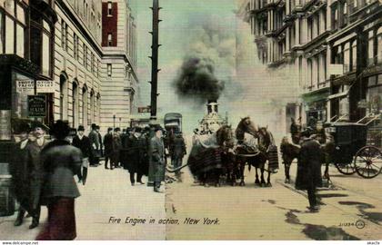 PC CPA US, NY, NEW YORK, FIRE ENGINE IN ACTION, VINTAGE POSTCARD (b15642)