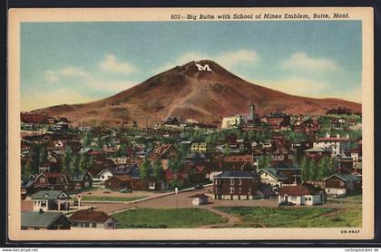 AK Butte, MT, Big Butte with School of Mines Emblem