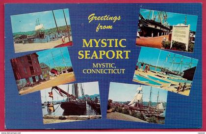 CPM Etats-Unis USA Greetings from MYSTIC SEAPORT Mystic Connecticut CT multivues