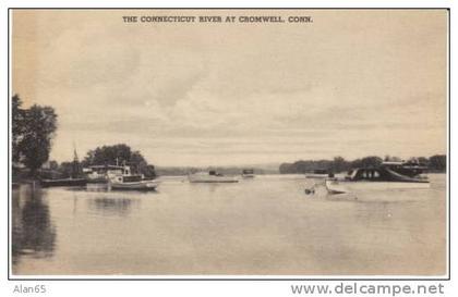 Cromwell CT Connecticut, Connecticut River View Boats,  c1930s Vintage Postcard