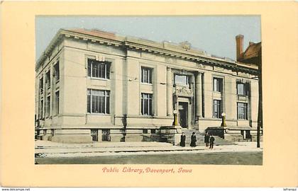 pays div-ref H701- etats unis d amerique -usa - public library -davenport - iowa - carte bon etat  -