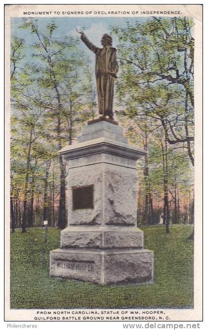 CPA - (Etats-Unis) Greensboro - statue of WM. Hooper, guiford battle ground