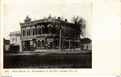 PC U.S. , IA, ORANGE CITY, BRICK BLOCK, 2ND ST, VINTAGE POSTCARD (B22108)