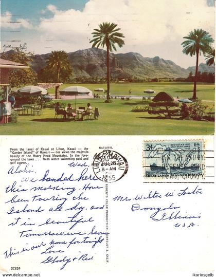 KAUAI Lihue 1955 Garden Island " Beach and GOLF - course "