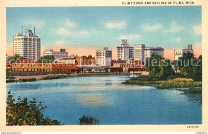 43099628 Flint Michigan Flint River and skyline Illustration