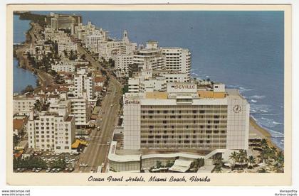 Miami Beach, Ocean Front Hotels old postcard unused b170720