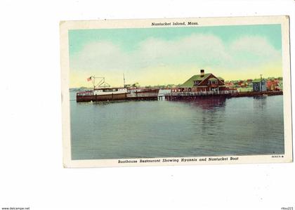 cpm - Massachusetts Nantucket Island Boathouse Restaurant Showing Hyannis & Nantucket Boat - 1955 bateau