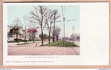 31949 / NEW-ORLEANS Louisiana-LA SAINT-CHARLES Avenue Railways city Copyright DETROIT PHOTOGRAPHIC Co N°5815