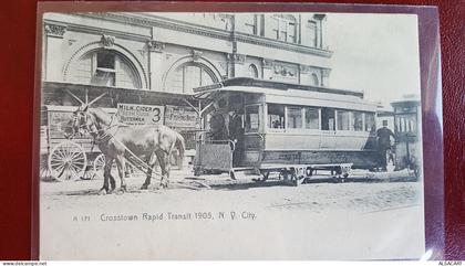 crosstown rapid transit 1905 new york city , tramway à cheval , rare