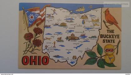 D166776 US  OHIO  Map - ca 1960's - Marietta Steubenville Cleveland Warren Findlay Dayton Athens