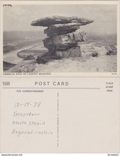 Chattanooga Umbrella Rock on Lookout Mountain 1938