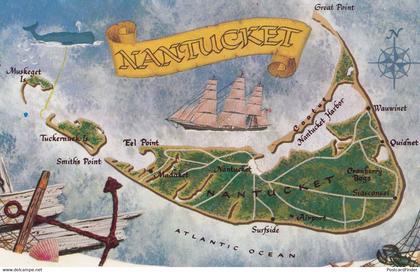 Nantucket Map Postcard