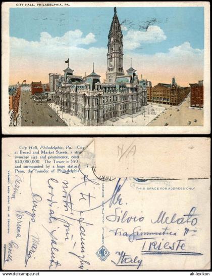 Postcard Philadelphia CITY HALL, PHILADELPHIA, PA. 1920