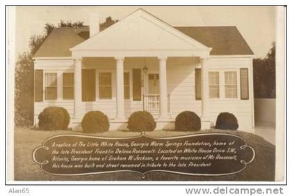 Franklin Roosevelt US President, Little White House Replica Atlanta Graham Jackson, 1940s Vintage Real Photo Postcard