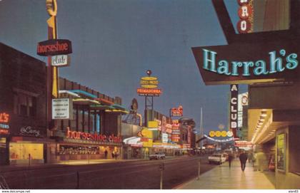 Reno Nevada, South Virginia St. Casinos, Street Scene at Night, c1960s Vintage Postcard