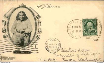 ETATS UNIS - Carte postale - Seattle - Greeting from Seattle - Chief Seattle ( Indien ) - L 74331