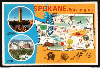 Carte Géographique de Spokane - Washington - Riverfront Park - Willow Goldfinch - ROSS HALL SCENICS