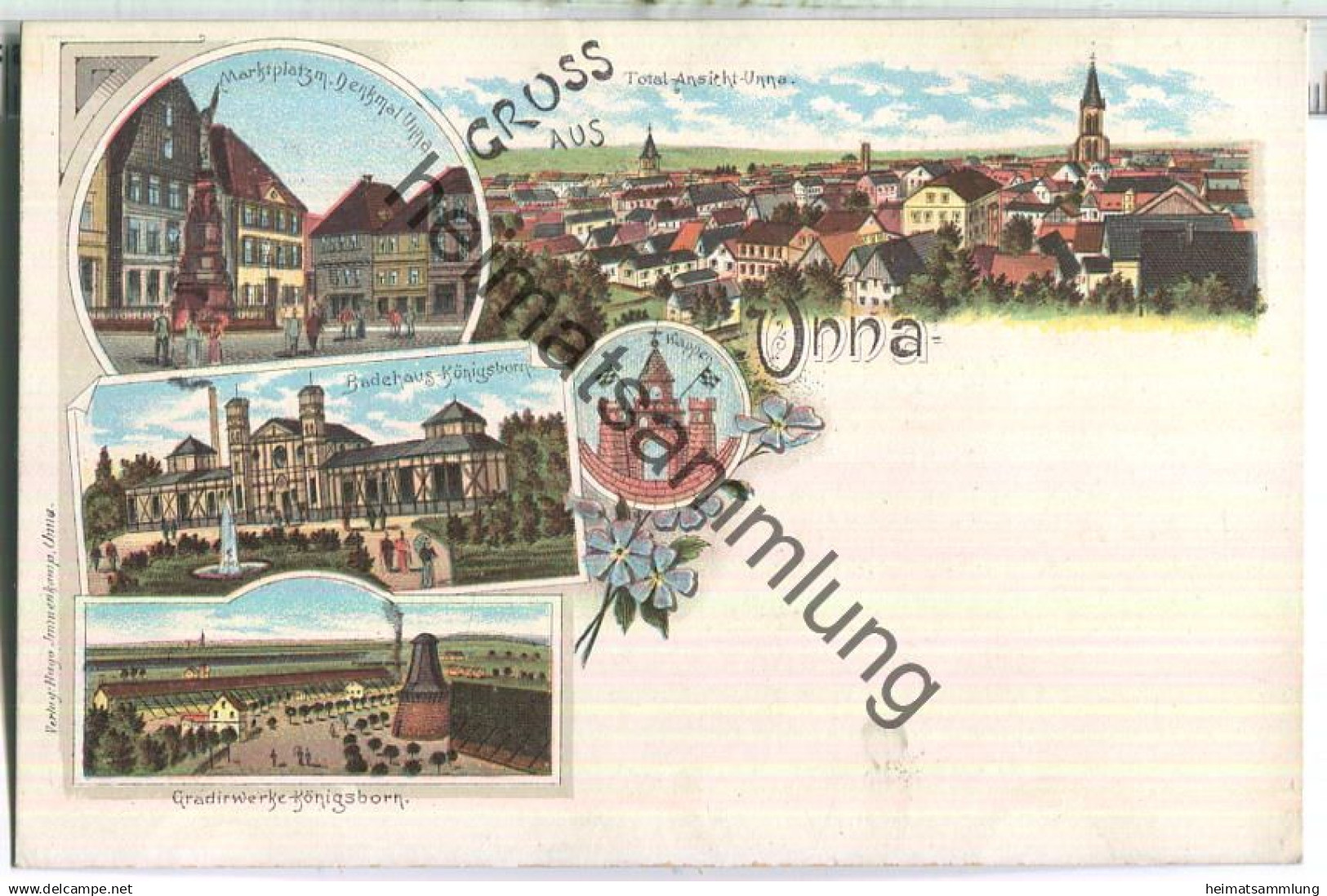 Unna - Marktplatz - Königsborn - Verlag Hugo Immenkamp Unna ca. 1895