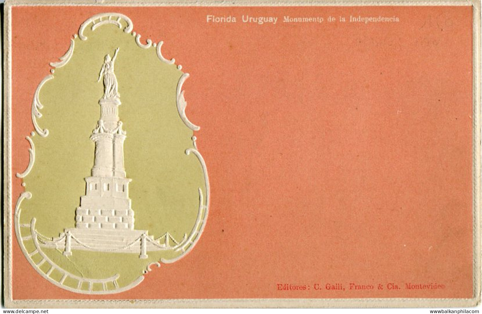 Uruguay Independence Monument Embossed ed Galli Franco