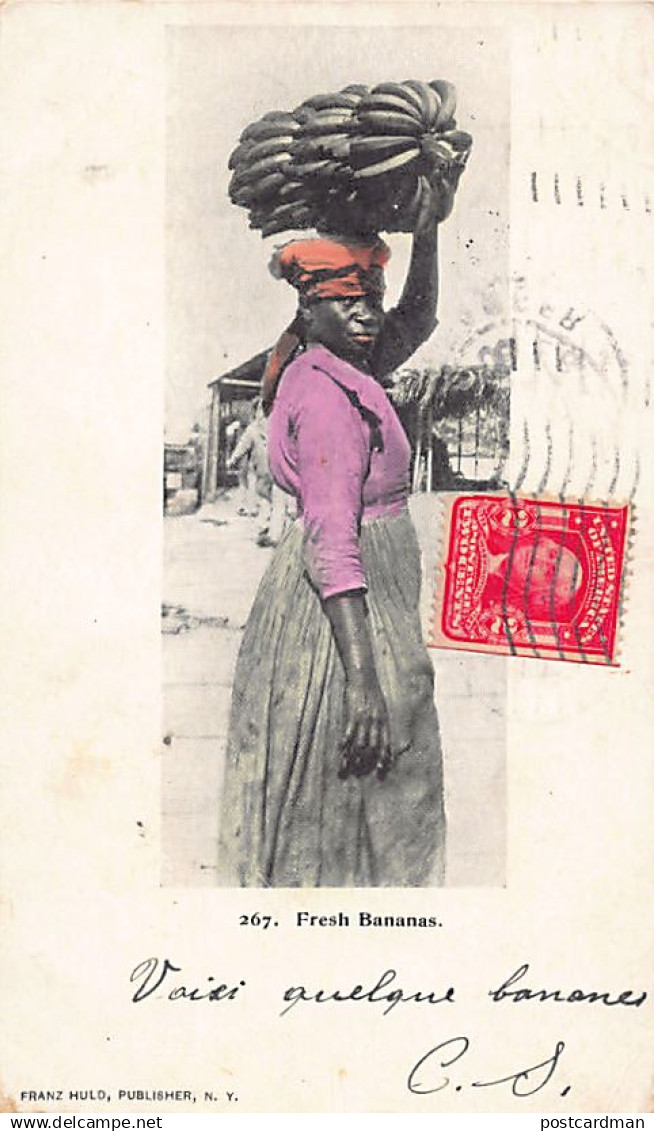 Usa - Black Americana - African american woman carrying bananas - PRIVATE MAILING CARD - Publ. Franz Huld 267