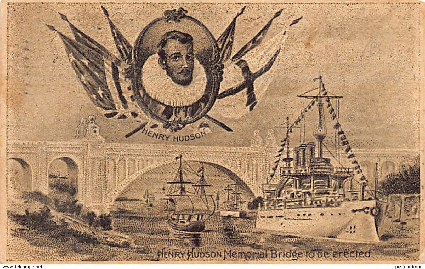 Usa - BRONX (New York City) Henry Hudson Memorial Bridge to be erected at Spuyten Duyvil