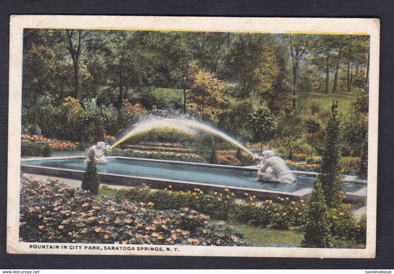 USA NY Fountain in City Park Saratoga Springs  (54558)