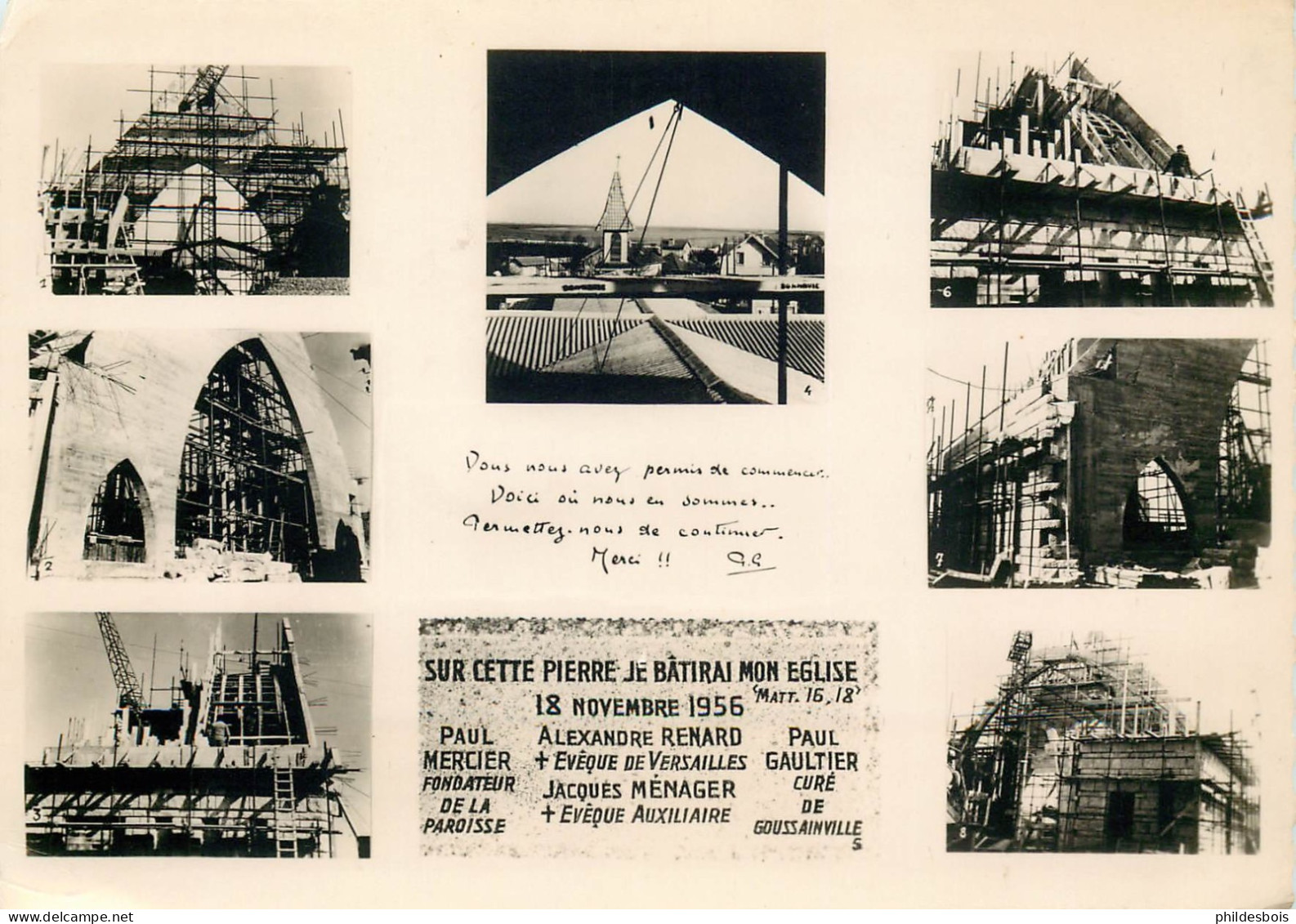 VAL D'OISE  GOUSSAINVILLE   église de Goussainville en construction ( carte publicitaire )