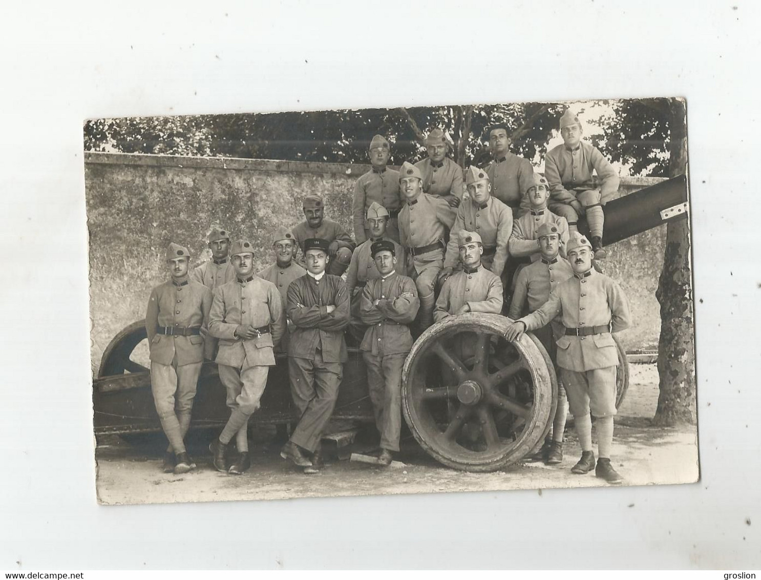 VALENCE (DROME) CARTE PHOTO AVEC MILITAIRE FRANCAIS ET CANON (PHOTO E LOUIS "PHOTO ECLAIR VALENCE"