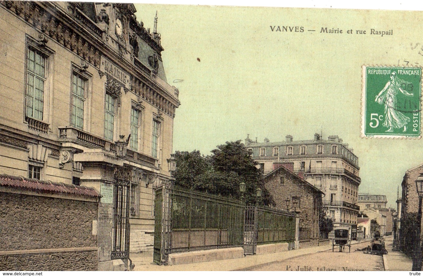 VANVES MAIRIE ET RUE RASPAIL (CARTE TOILE ET COLORISEE)