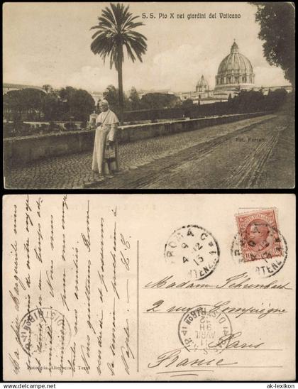 Postcard Vatikanstadt Rom Pabst Pius Pio X nei giardini 1913